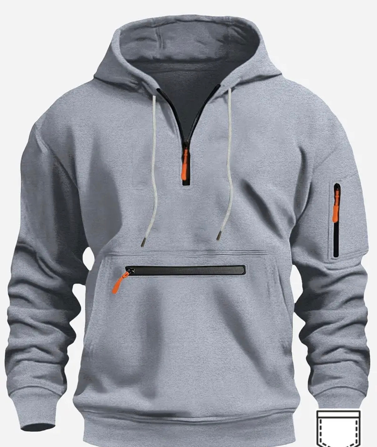 Men's Casual Hoodie with Zipper - Warm, Stylish Pullover with Kangaroo Pocket | Perfect for Fall & Winter Outdoor Activities