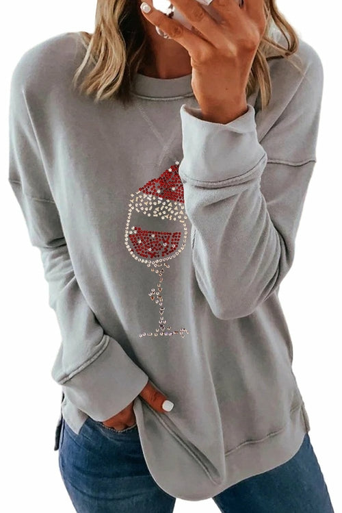 Dropped Sleeve Fashion Print Christmas Sweatshirt