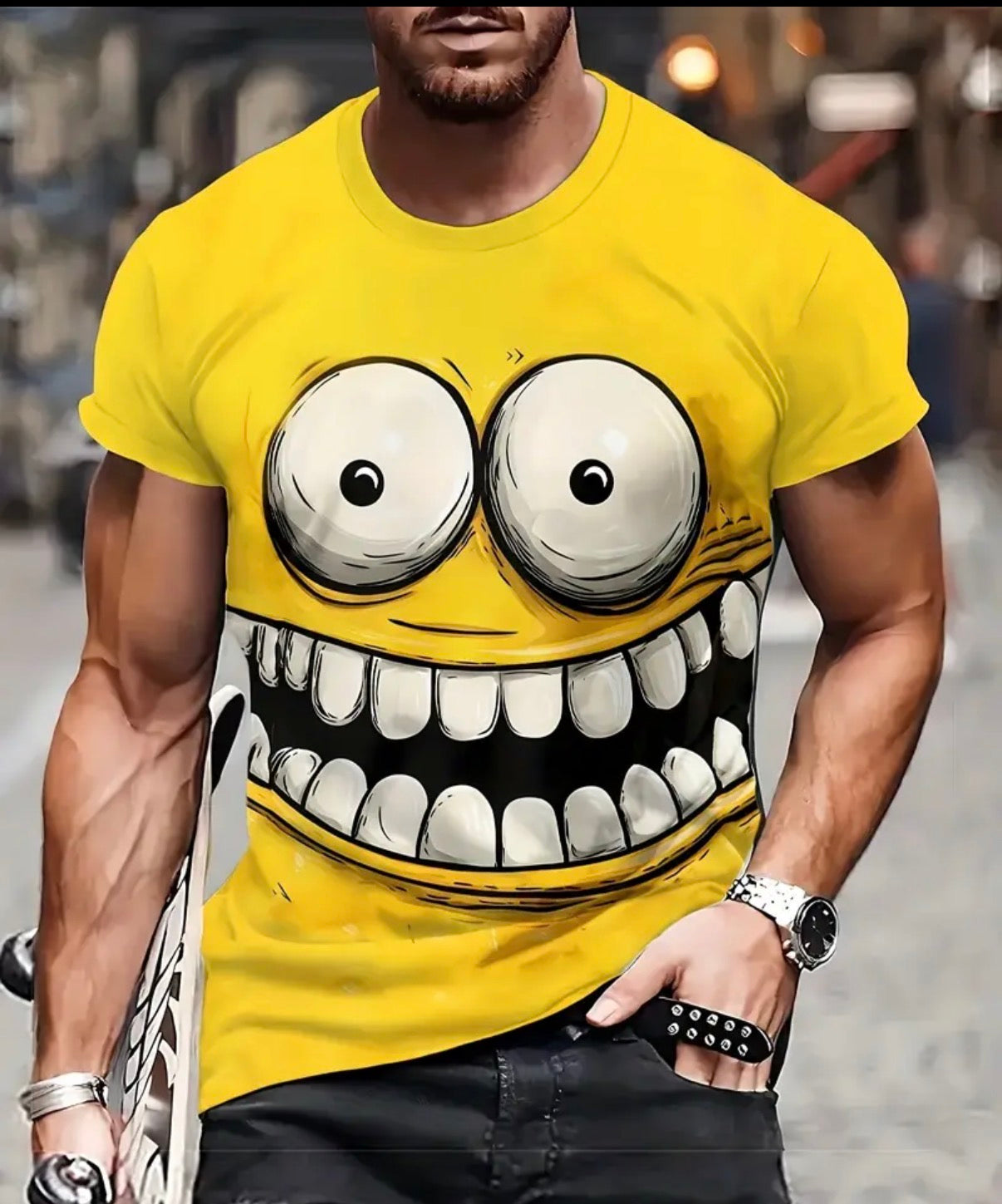 [Vibrant Cartoon T-Shirt] Vibrant 3D Print Novelty T-Shirt for Men | Casual Short Sleeve Crew Neck Tee with Cartoon Character Design, Lightweight Summer Top for Outdoor Activities, Sports, Parties & Casual Attire, Comfortable Fit