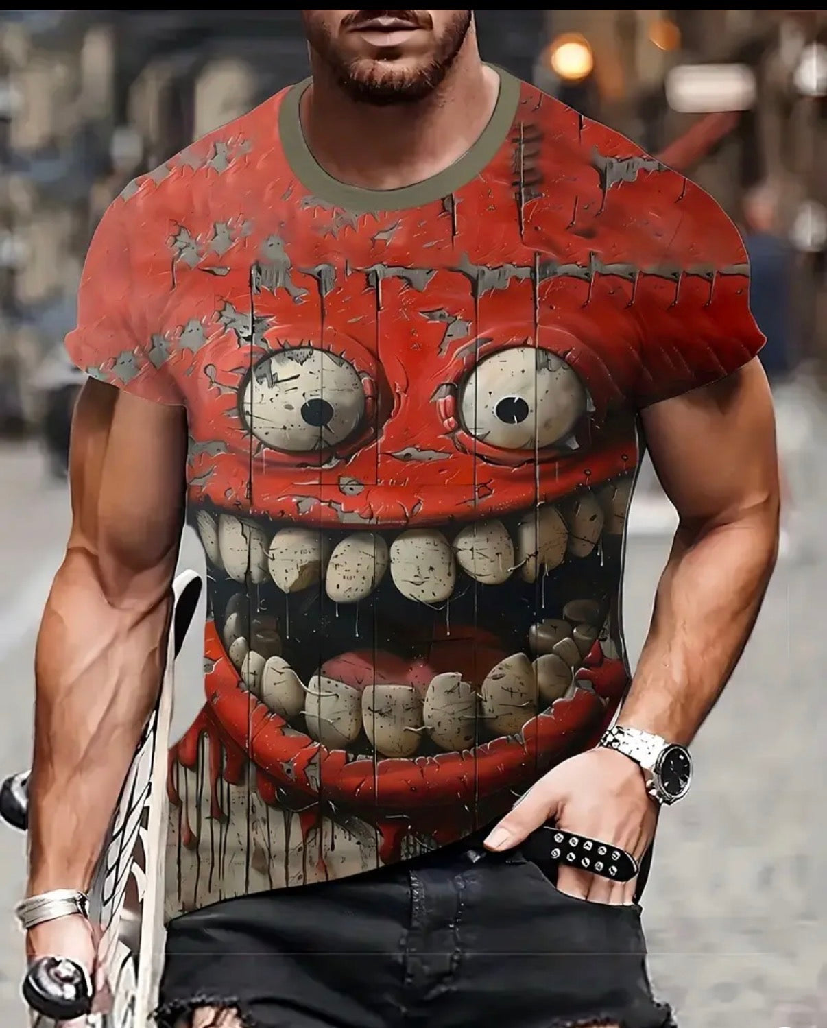[Vibrant Cartoon T-Shirt] Vibrant 3D Print Novelty T-Shirt for Men | Casual Short Sleeve Crew Neck Tee with Cartoon Character Design, Lightweight Summer Top for Outdoor Activities, Sports, Parties & Casual Attire, Comfortable Fit