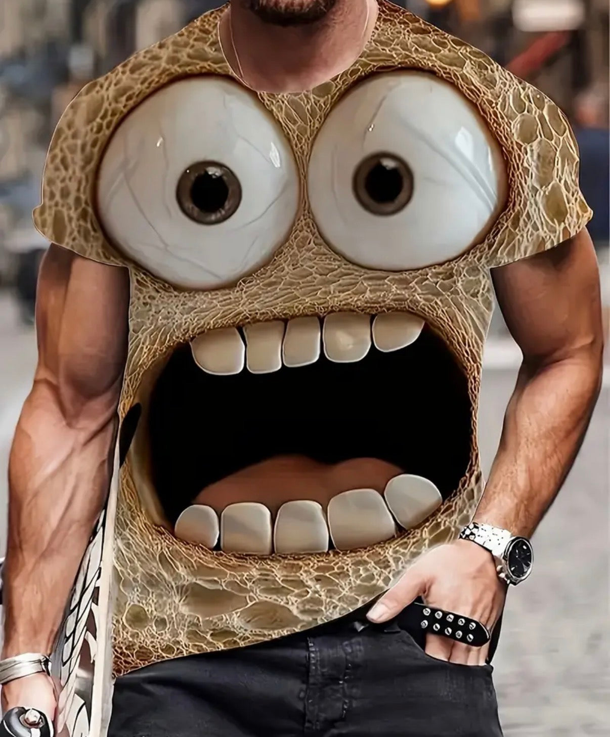[Vibrant Cartoon T-Shirt] Vibrant 3D Print Novelty T-Shirt for Men | Casual Short Sleeve Crew Neck Tee with Cartoon Character Design, Lightweight Summer Top for Outdoor Activities, Sports, Parties & Casual Attire, Comfortable Fit
