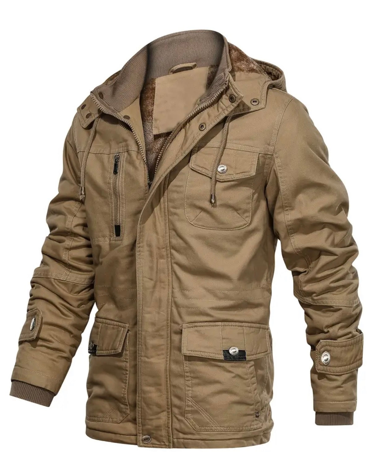 Men'S Heavyweight Winter Jacket - Thermal Insulated Cold Weather Coat with Zipper Closure, Multiple Utility Pockets - Loose Fit Military-style Outerwear for Hiking, Travel, Everyday - Black (Non-Stretch Polyester Construction), Hiking Gear,