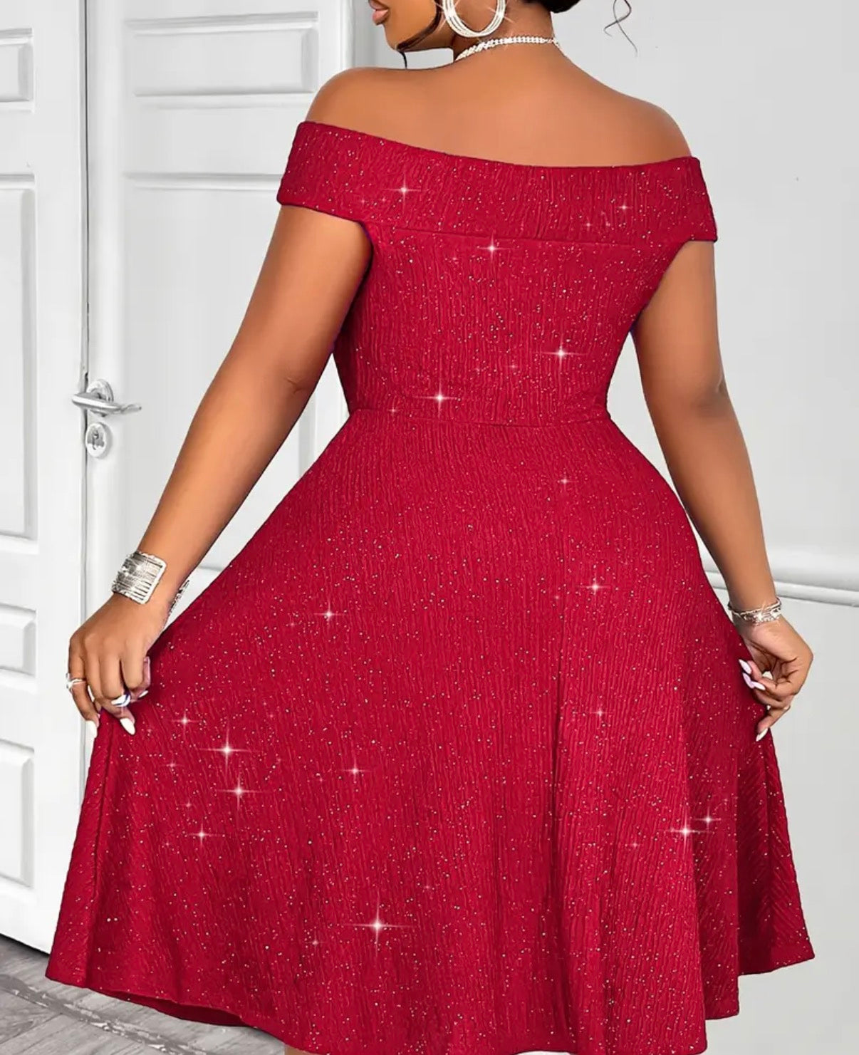[Sexy Plus Size Dress]Shiny Detail A-Line Dress | Perfect for Parties, Cocktail Events, Christmas, Valentine's Day, and Music Festivals.