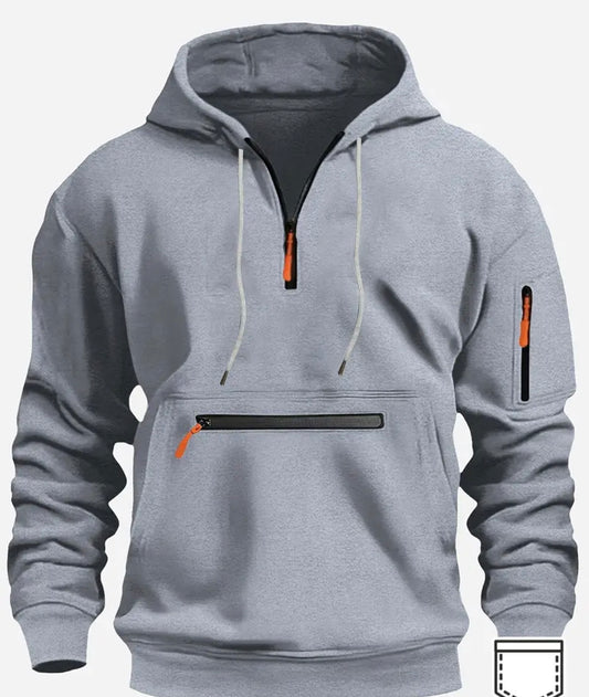Men's Casual Hoodie with Zipper - Warm, Stylish Pullover with Kangaroo Pocket | Perfect for Fall & Winter Outdoor Activities