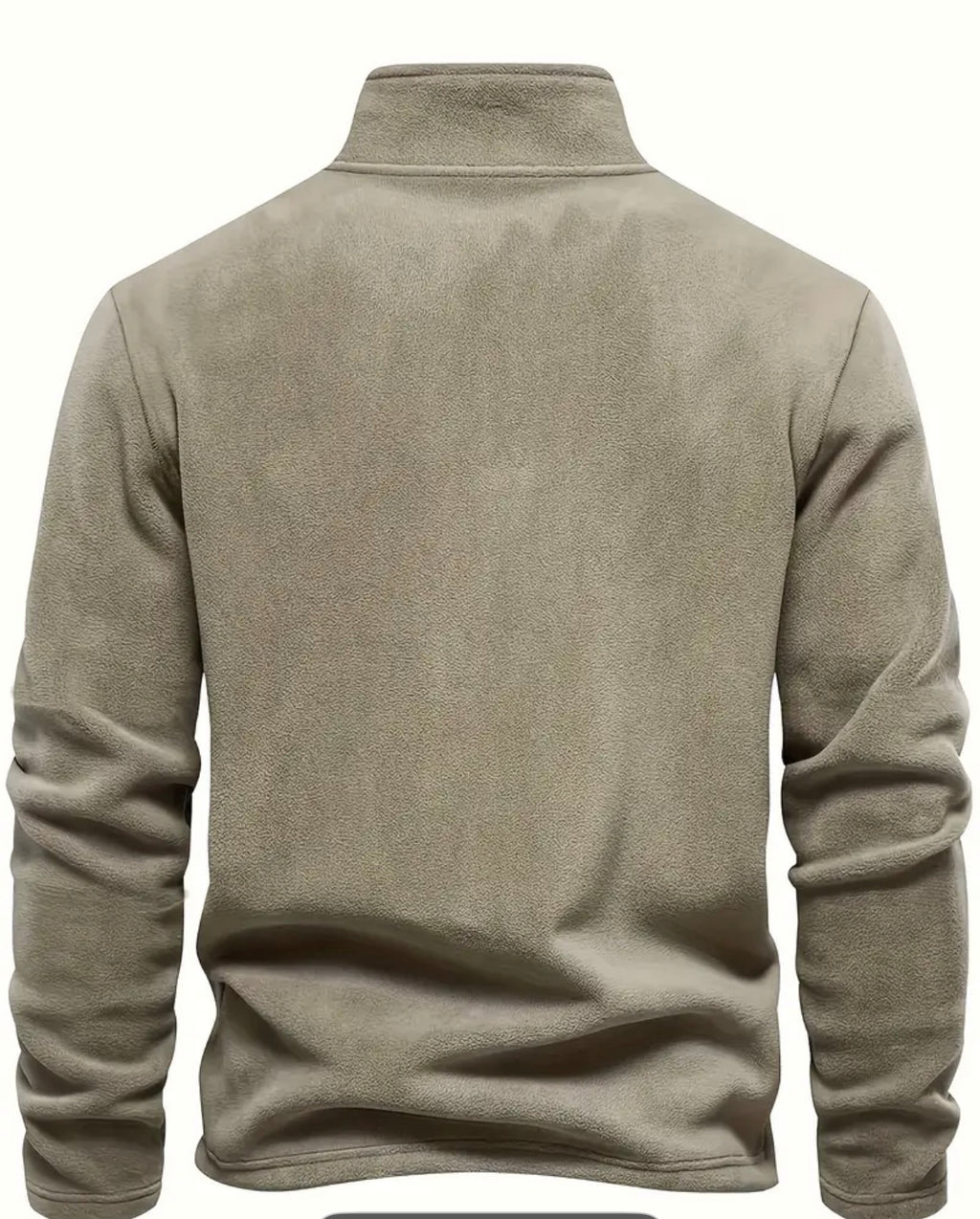 [Stylish Black Fleece Pullover] Stylish Black Fleece Pullover with Star Logo | Stand Collar, Long Sleeve, Zip-Up, Casual Style, Perfect for all