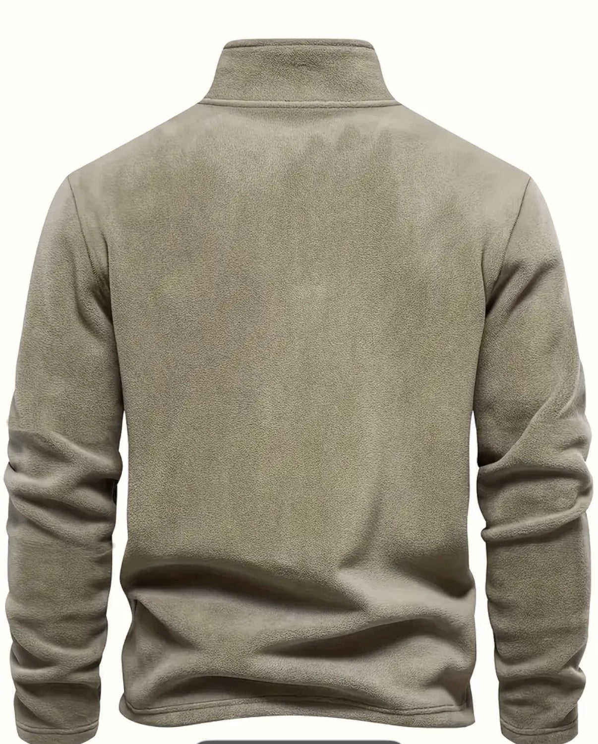 [Stylish Black Fleece Pullover] Stylish Black Fleece Pullover with Star Logo | Stand Collar, Long Sleeve, Zip-Up, Casual Style, Perfect for all