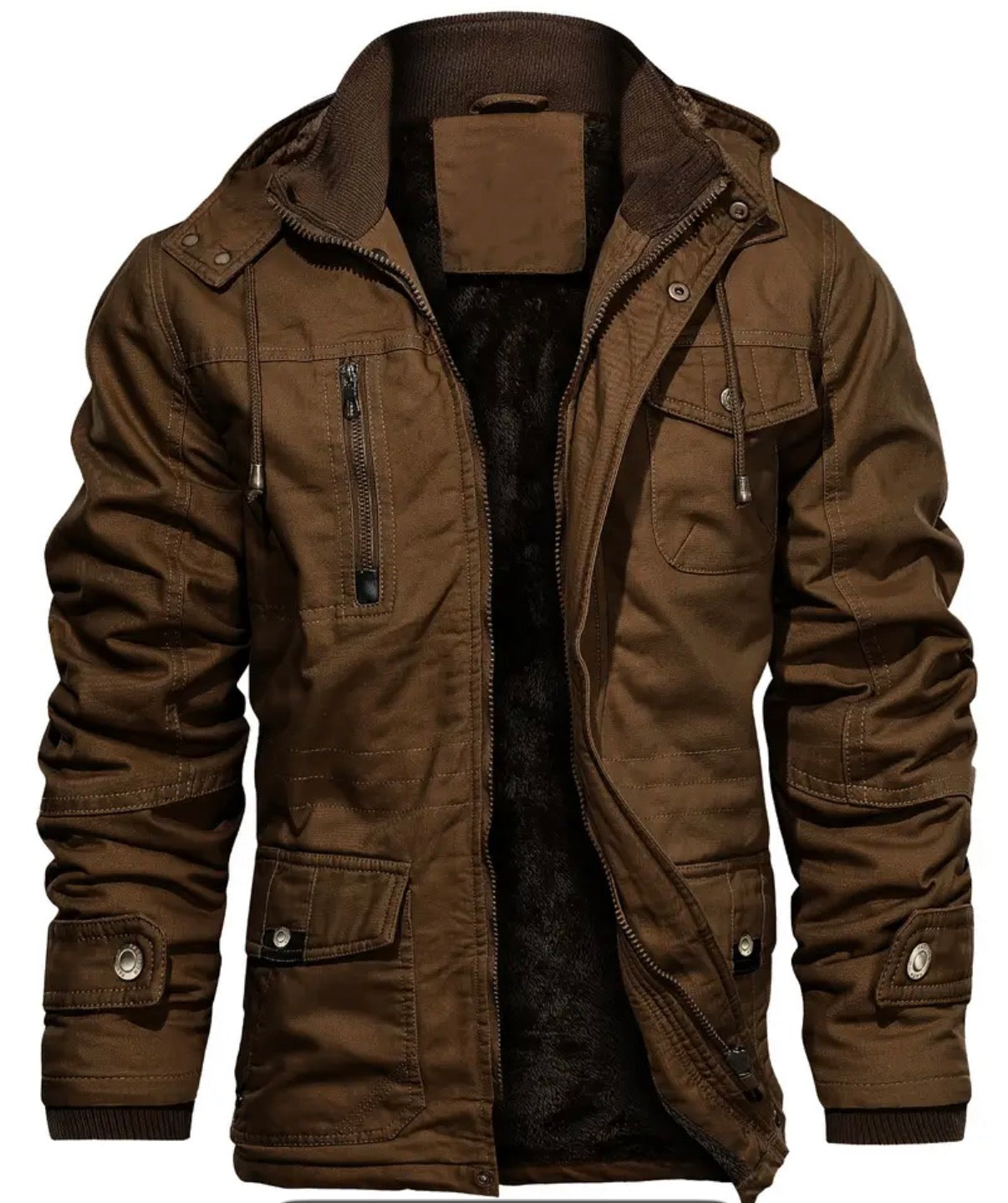 Men'S Heavyweight Winter Jacket - Thermal Insulated Cold Weather Coat with Zipper Closure, Multiple Utility Pockets - Loose Fit Military-style Outerwear for Hiking, Travel, Everyday - Black (Non-Stretch Polyester Construction), Hiking Gear,