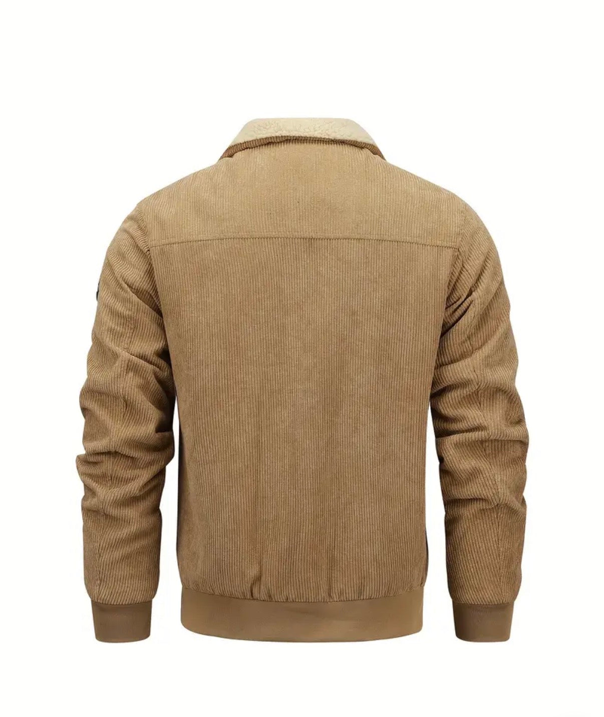 1pc Men'S Corduroy Jacket, Fleece-Lined Thickened Warm and Comfortable, Stylish Versatile Essential for Cold Winter Wear, Trendy Boyfriend Style, Perfect Gift voucher