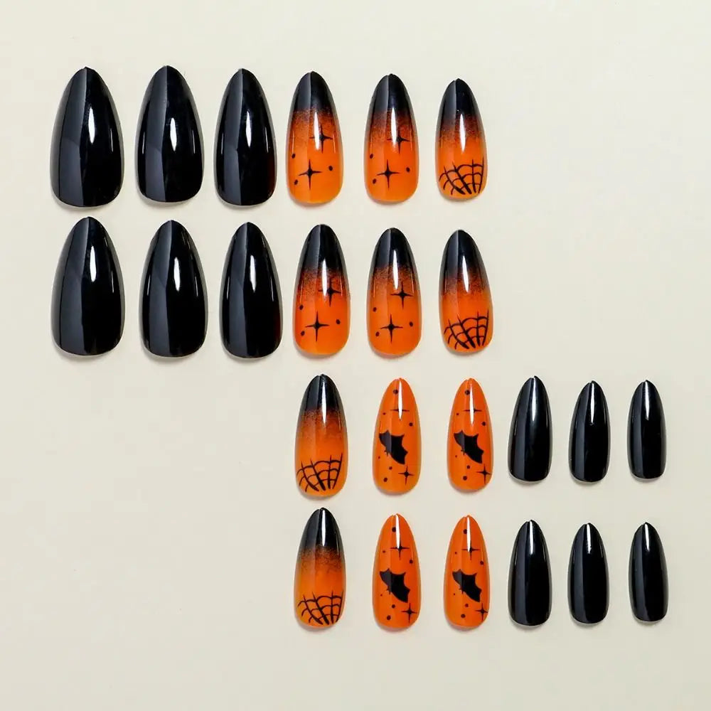 Halloween Bat & Spider Web Press-On Nails