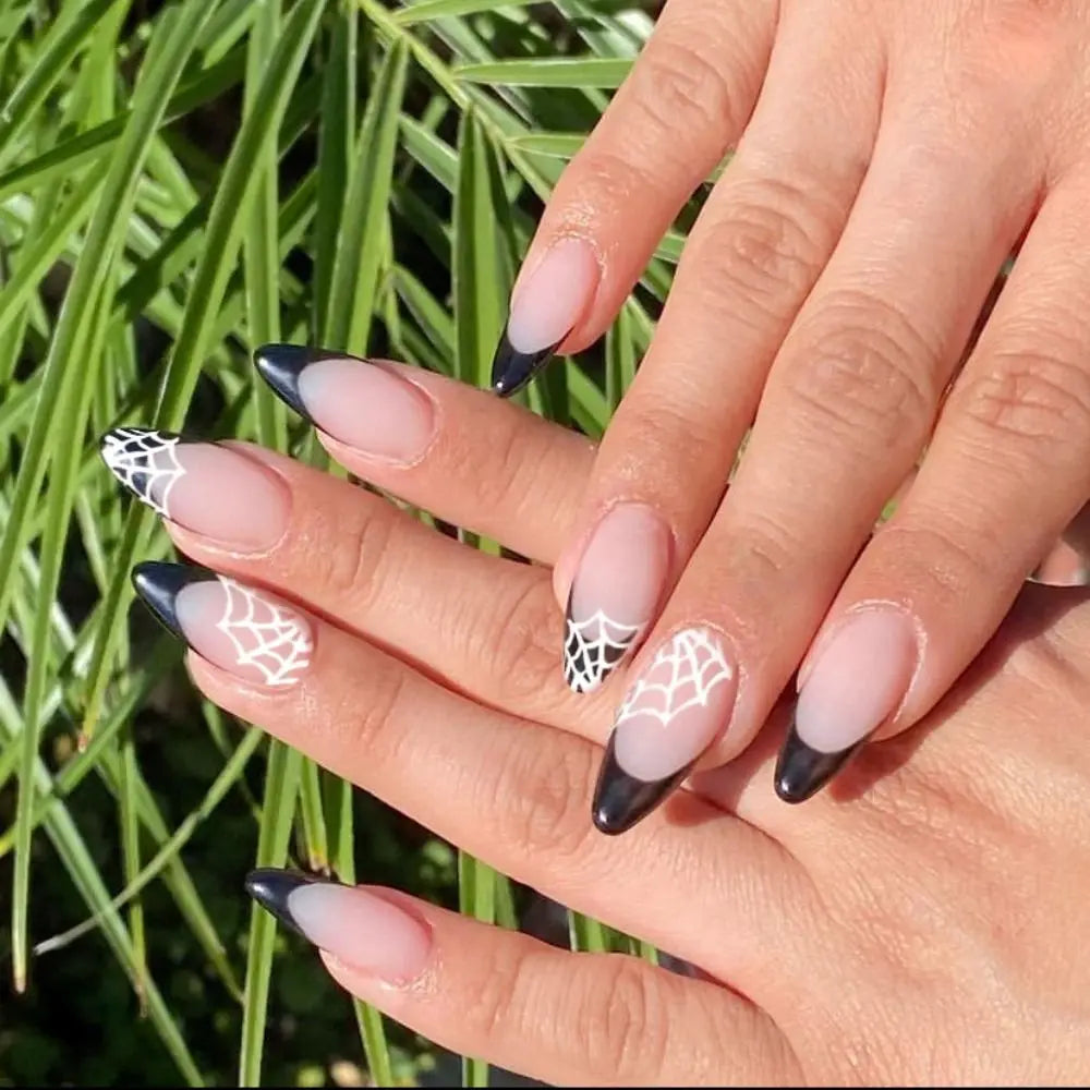 Halloween Bat & Spider Web Press-On Nails