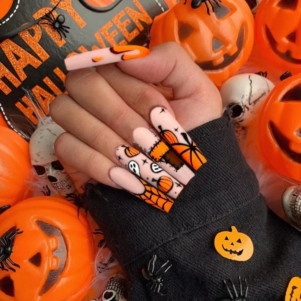 Halloween Bat & Spider Web Press-On Nails