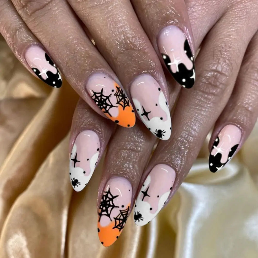 Halloween Bat & Spider Web Press-On Nails