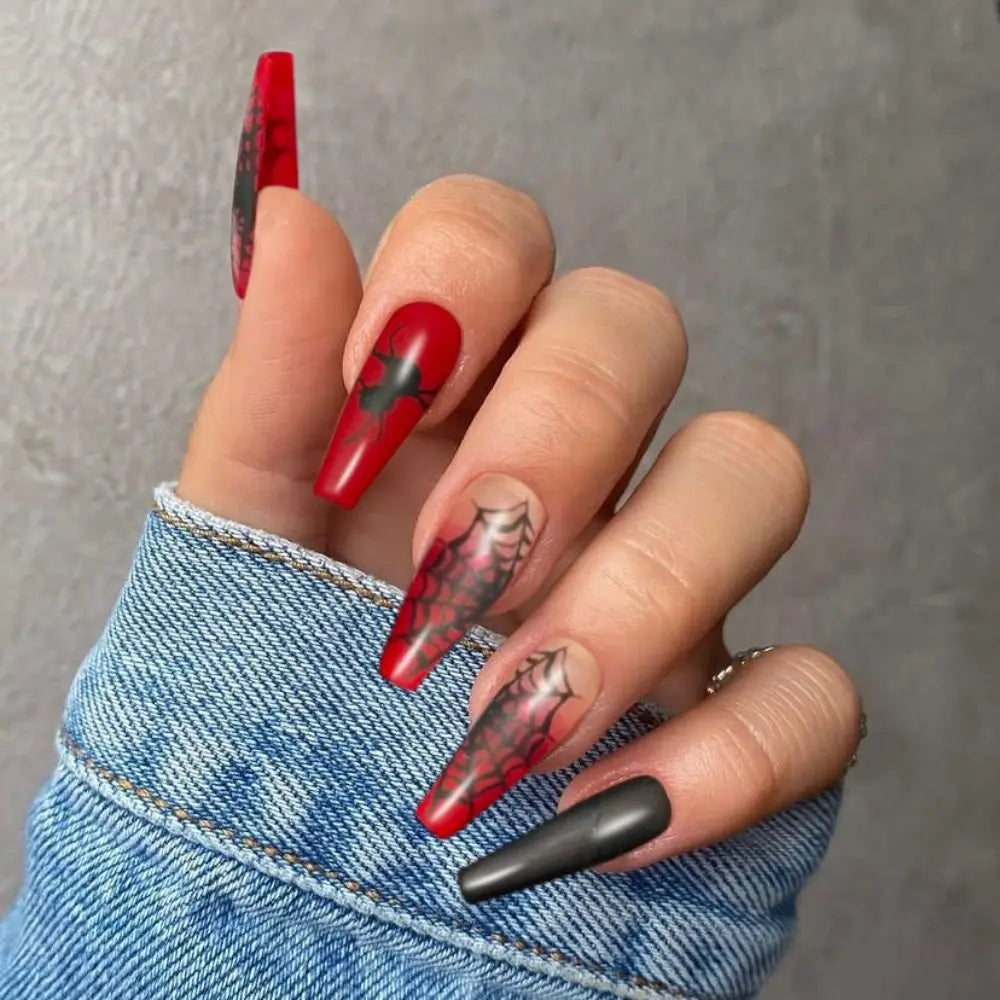 Halloween Bat & Spider Web Press-On Nails