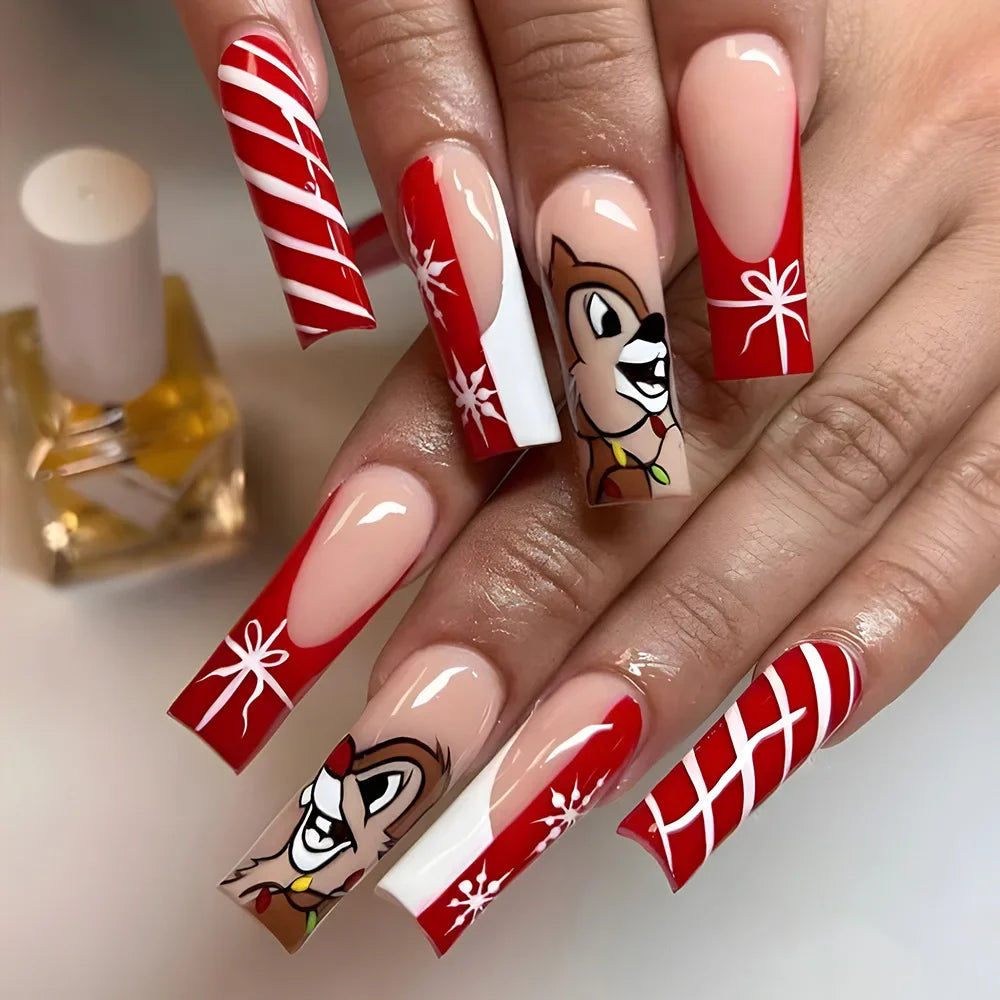 Holiday Glam Green Deer Nail Set