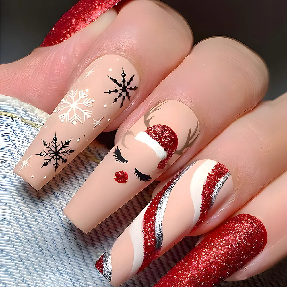 Holiday Glam Green Deer Nail Set