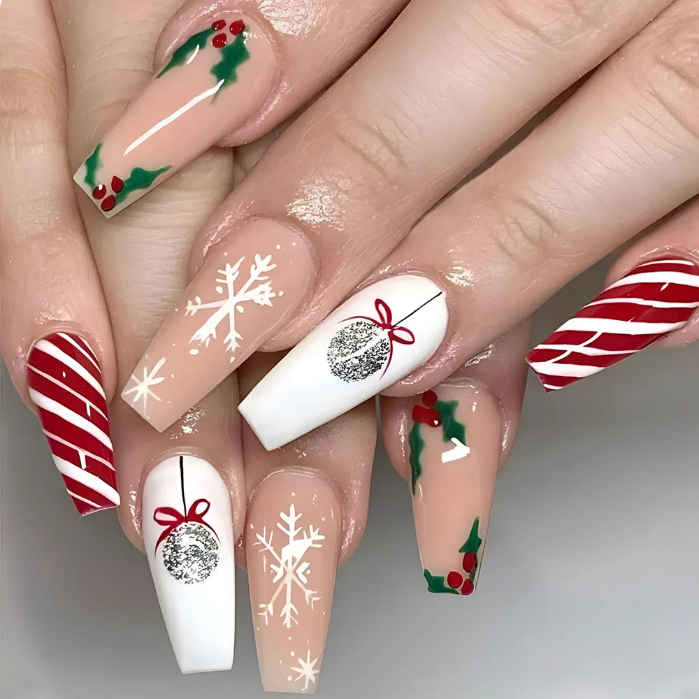 Holiday Glam Green Deer Nail Set