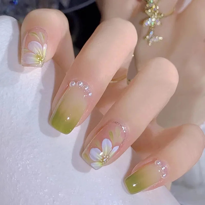 Stylish Butterfly Camellia Coffin Nails