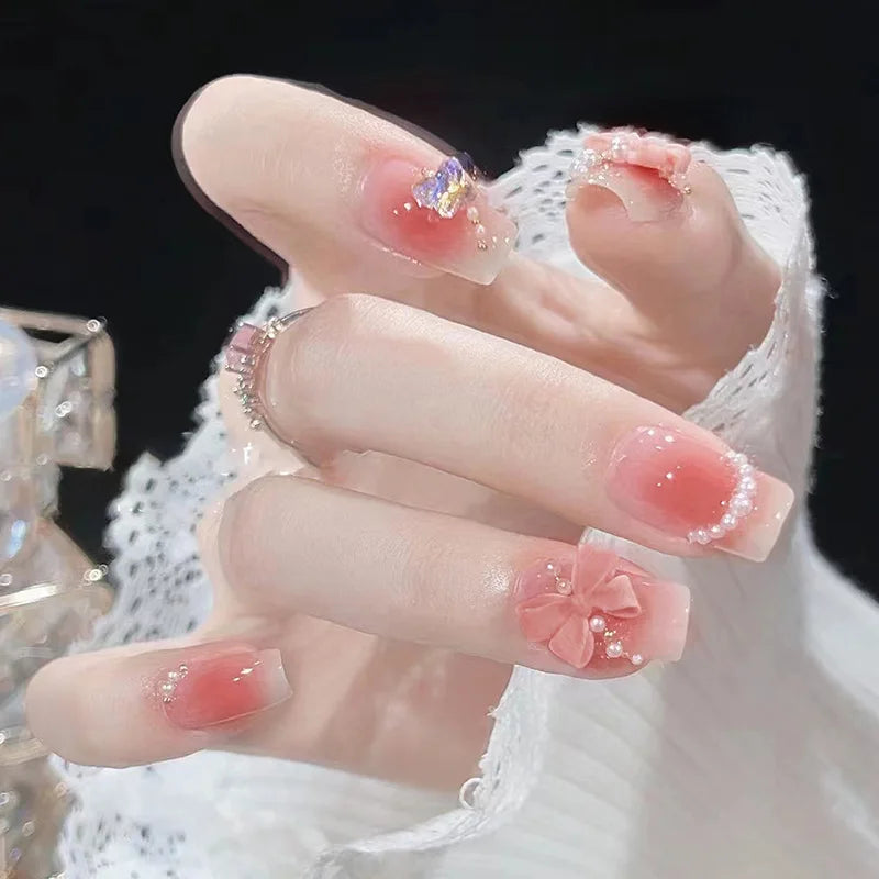 Stylish Butterfly Camellia Coffin Nails