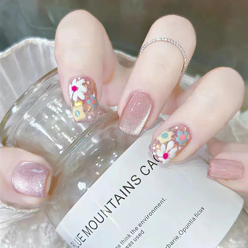 Stylish Butterfly Camellia Coffin Nails