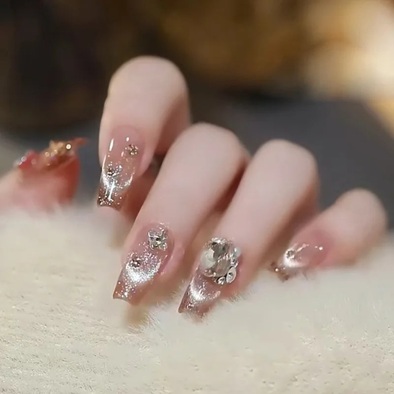 Stylish Butterfly Camellia Coffin Nails