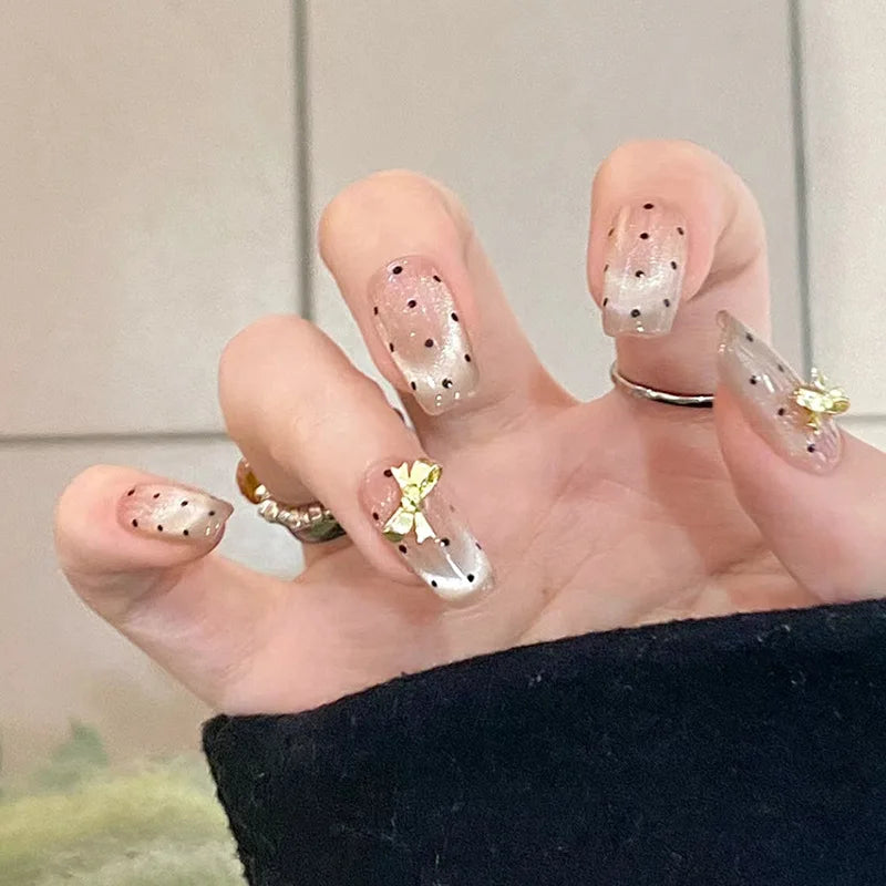 Stylish Butterfly Camellia Coffin Nails