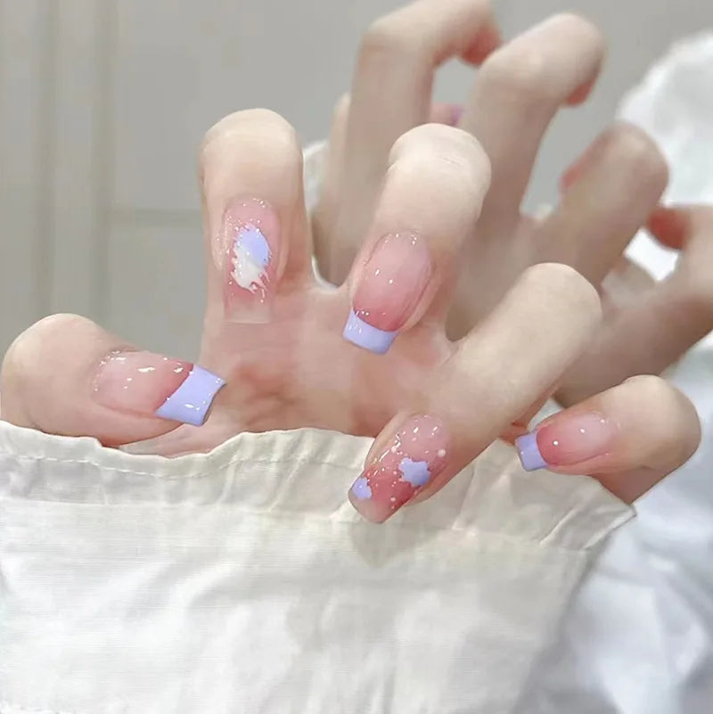 Stylish Butterfly Camellia Coffin Nails