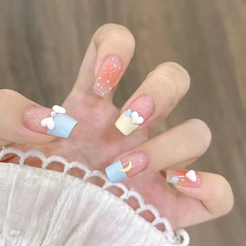 Stylish Butterfly Camellia Coffin Nails