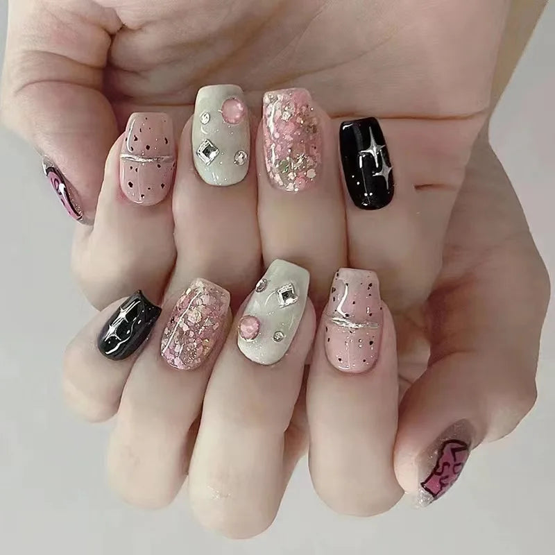 Stylish Butterfly Camellia Coffin Nails