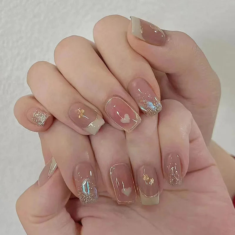 Stylish Butterfly Camellia Coffin Nails