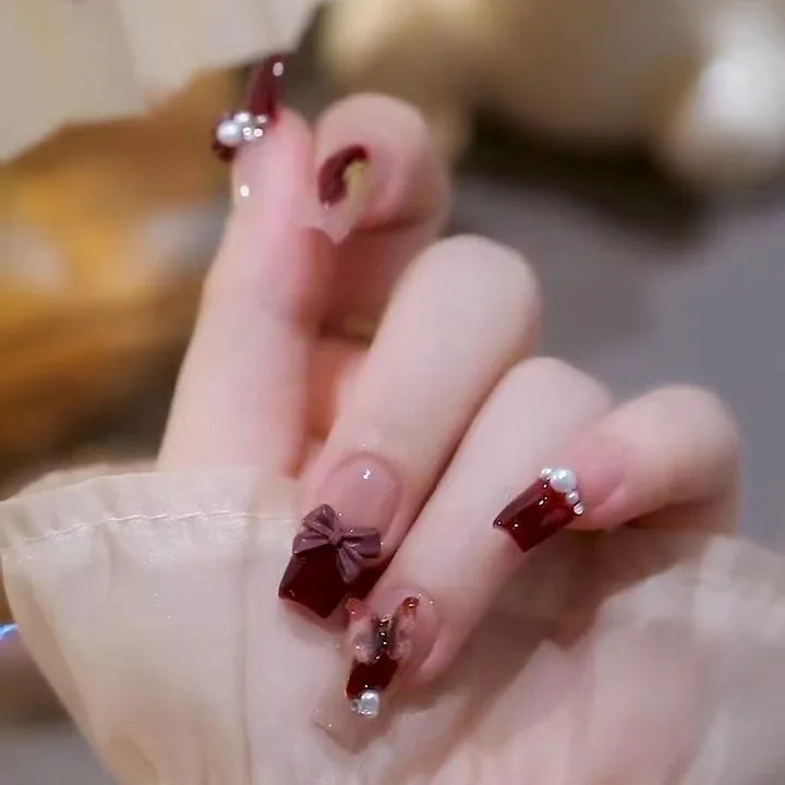 Stylish Butterfly Camellia Coffin Nails
