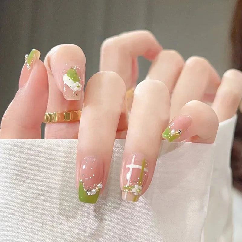 Stylish Butterfly Camellia Coffin Nails